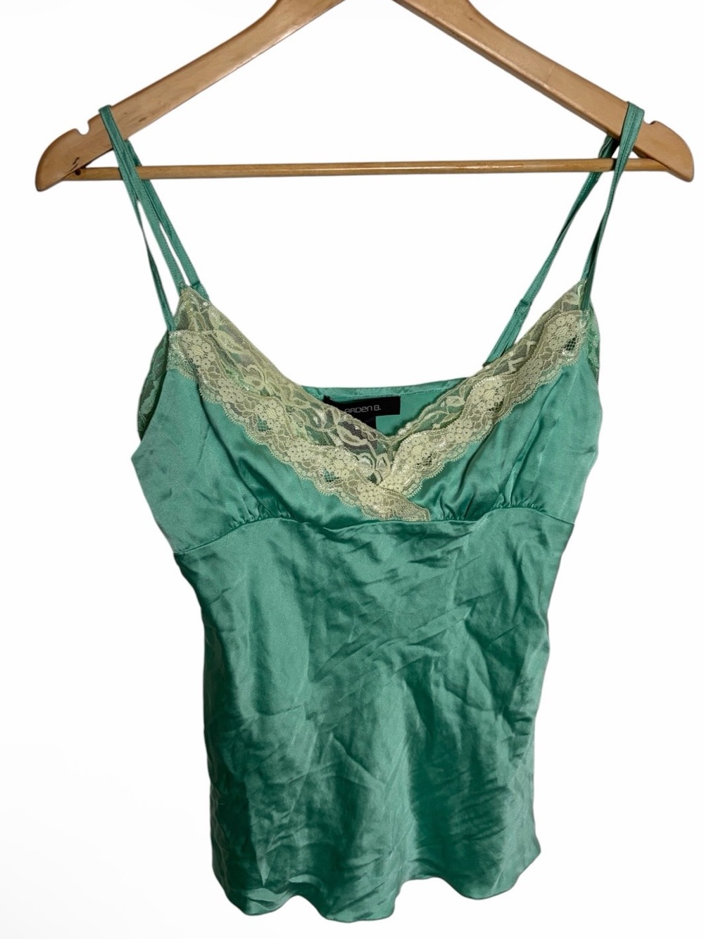 Vintage Y2K Arden B silk seafoam lace trim cami blouse size M